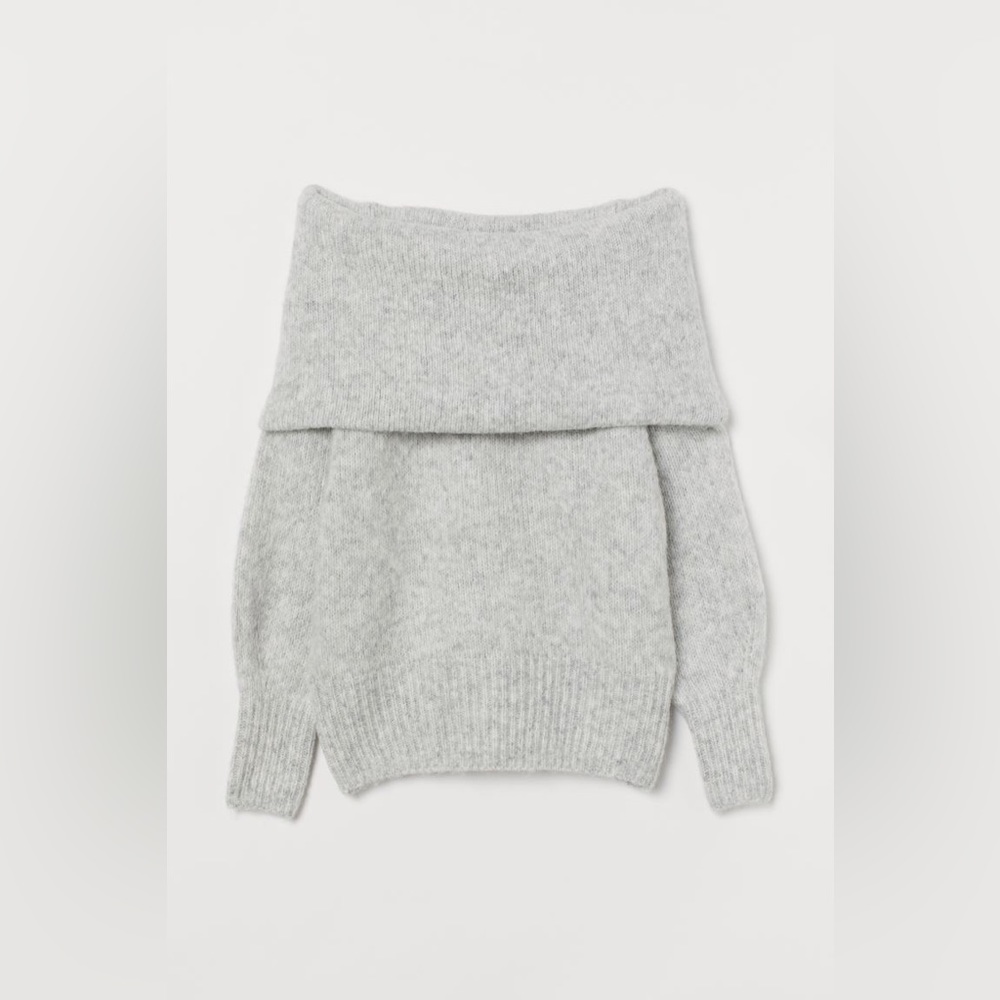 H&M Off-the-shoulder Sweater - Extra small - Light gray